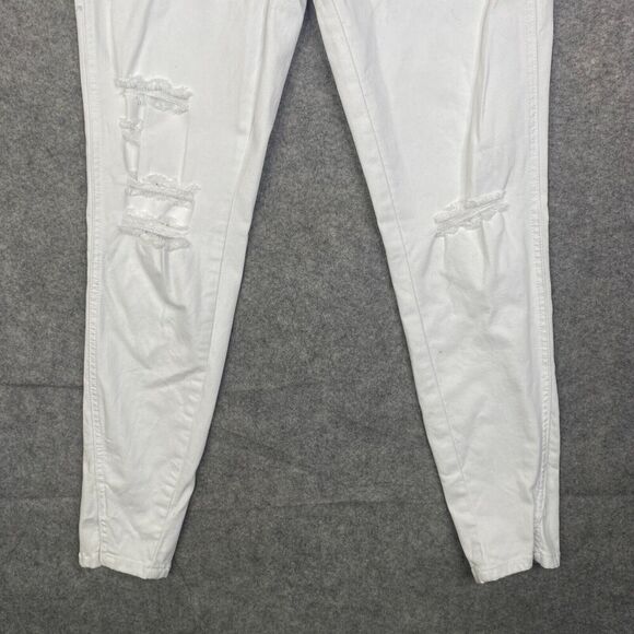 Kancan Womens 5/26 White Distressed Twisted Ankle Skinny Denim Jeans KC8086WT - Picture 3 of 10